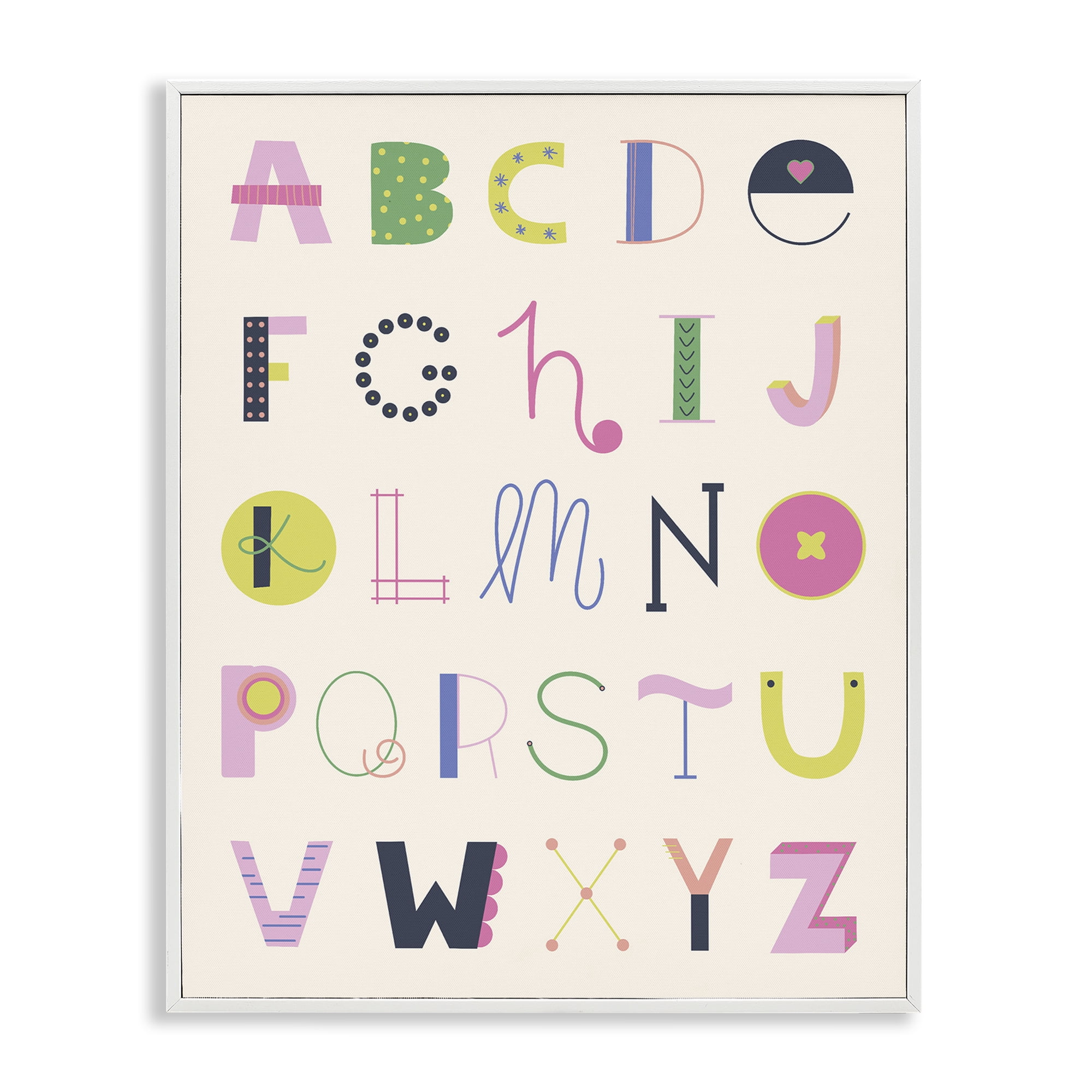 Stupell Industries Eclectic Alphabet Letters Typography and Symbols Painting White Framed Art Print Wall Art 24 x 30