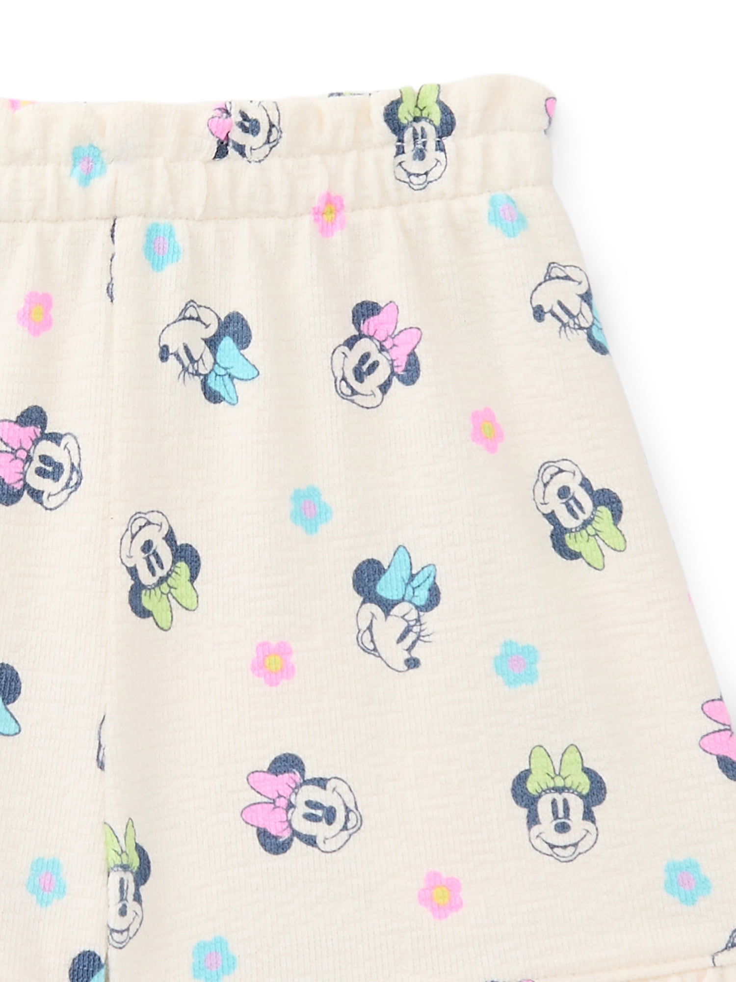 Minnie Mouse Baby Girls Textured Knit Top and Ruffle Shorts Set, 2-Piece, Sizes 0M-24M