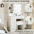 thumbnail image 4 of Caulitar Makeup Vanity Set, Dressing Table with Sliding Mirror & Lights, Vanity Desk with Stool & 6 Drawers & Shelves, White, 4 of 10
