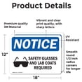 thumbnail image 2 of (2 Pack) Safety Glasses And Lab Coats Required Sign, 2 of 7