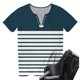 thumbnail image 4 of Camisetas de Cuello Redondo Botón de Impresión de la Moda de Manga Corta de las Mujeres, Poliéster Spandex, 4 of 5
