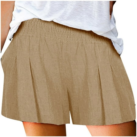 

Olyvenn Women s Solid Shorts Pants Casual Summer Pocket Elastic Waist Loose Comfy Splice Plus Size Shorts Breathable Maternity Shorts Trendy Shorts for Women 2023 Khaki 16