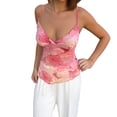 thumbnail image 2 of Womens Tank Tops Women's Elegant Floral Print Spaghetti Strap Crop Top Cami Tops for Women Pink XL, 2 of 9