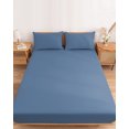 thumbnail image 2 of Cal.King Size Fitted Sheet Set - Pure Slate Blue 3 Piece Bedding Sets 16" Deep Pocket Fitted Sheet with 2 Pillowcases, Modern Solid Color Minimalist Art Brushed Microfiber Hotel Luxury Bed Sheets, 2 of 9