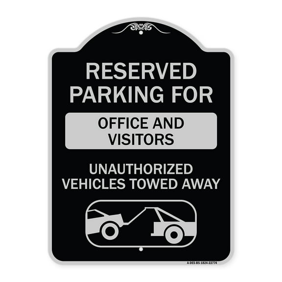 SignMission Designer Series Sign - Unauthorized Vehicles Towed Away | Black & Silver 18" x 24" Heavy-Gauge Aluminum Architectural Sign | Protect Your Business & Municipality | Made in