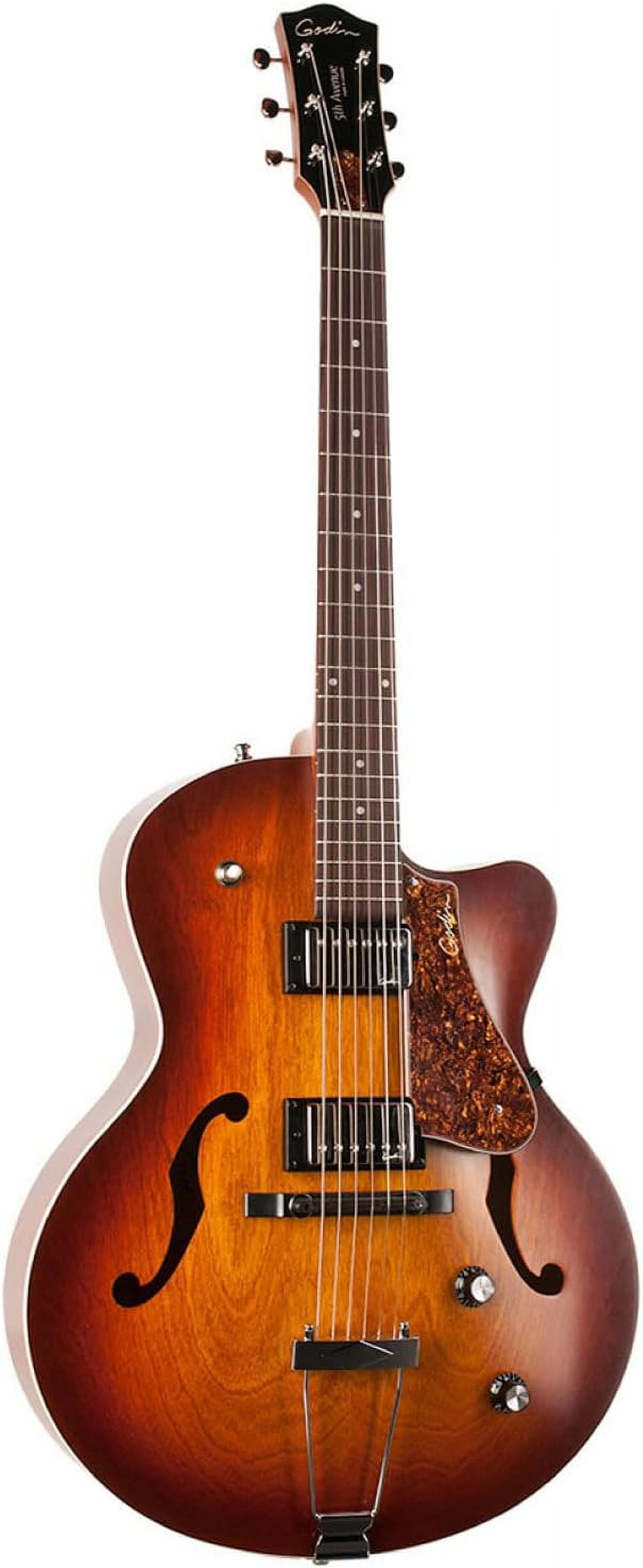 Godin 5th Avenue CW Kingpin II HB Cognac Burst Finish Arch Top Electric Guitar
