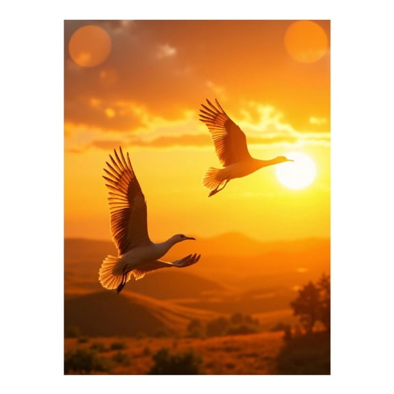 Diamond Art Kits for Adults, Sunset Birds Soaring Sky 5D Diamond Painting Kits for Adults Beginners, DIY Full Drill Diamond Painting, Gem Art and Crafts 12x16