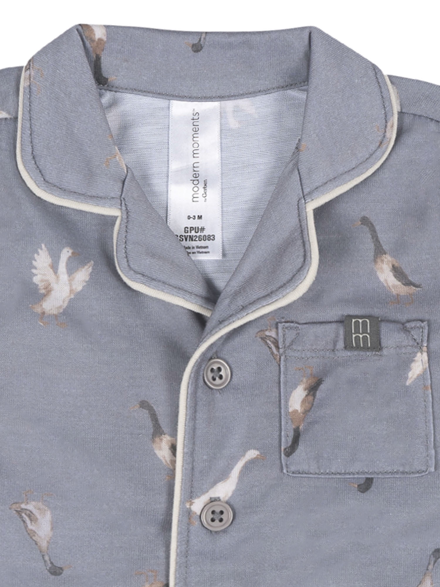 Modern Moments by Gerber Neutral Pajama Romper with Pocket, Sizes 0/3 Months - 18 Months