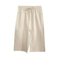 thumbnail image 6 of Jxximdong Cargo Pants for Women, Knee Length Short Pants Ladies Loose Drawstring Casual Solid Color Shorts, Beige Womens Casual Trousers, 6 of 8