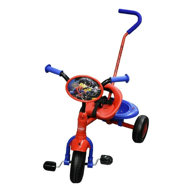 TRICICLO SPIDERMAN TOY MARK C/BARRA EMPUJE Y CINTURÓN