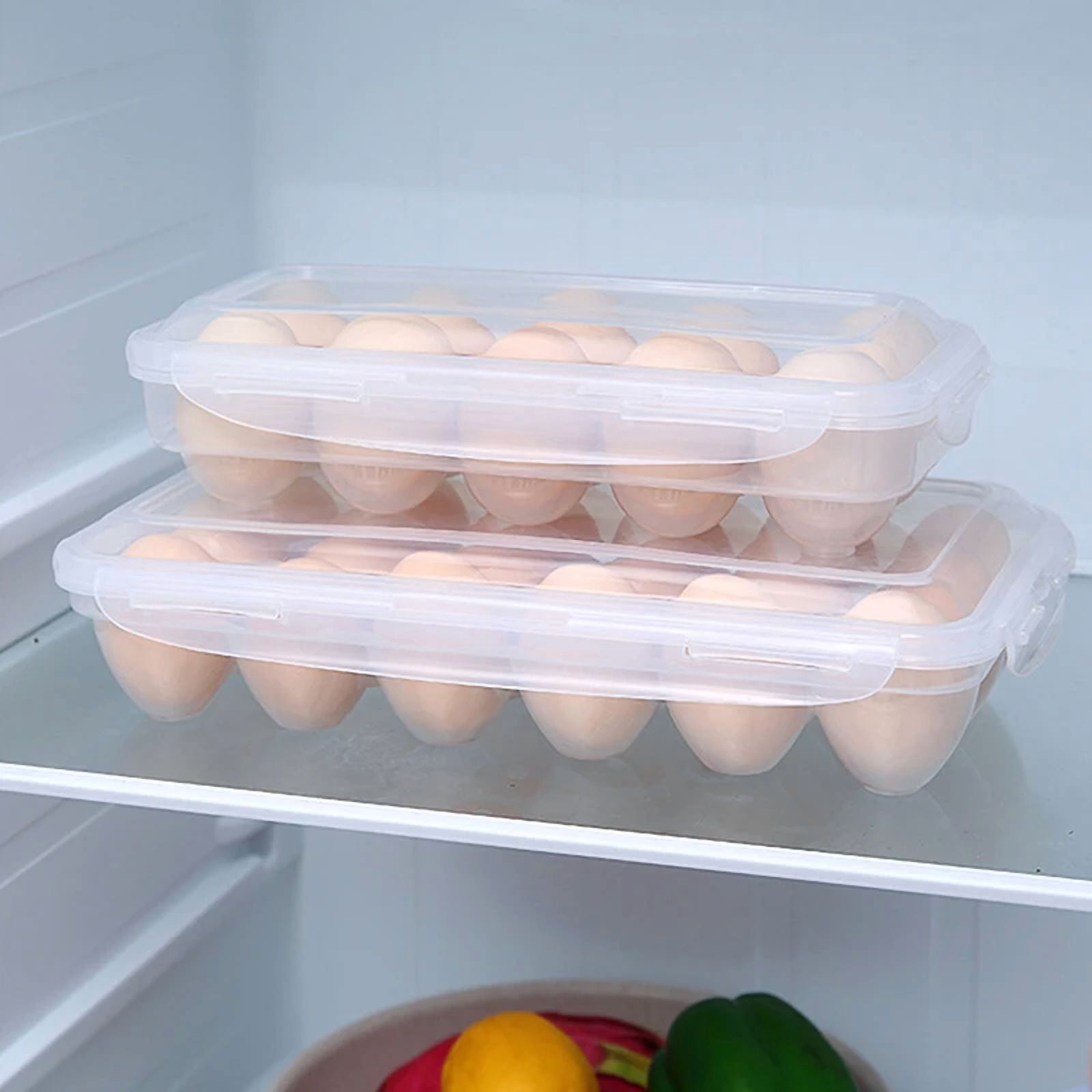 Egg Storage Box 10/18/34 Grids Refrigerator Egg Organizer Tray Stackable Egg Holder Container