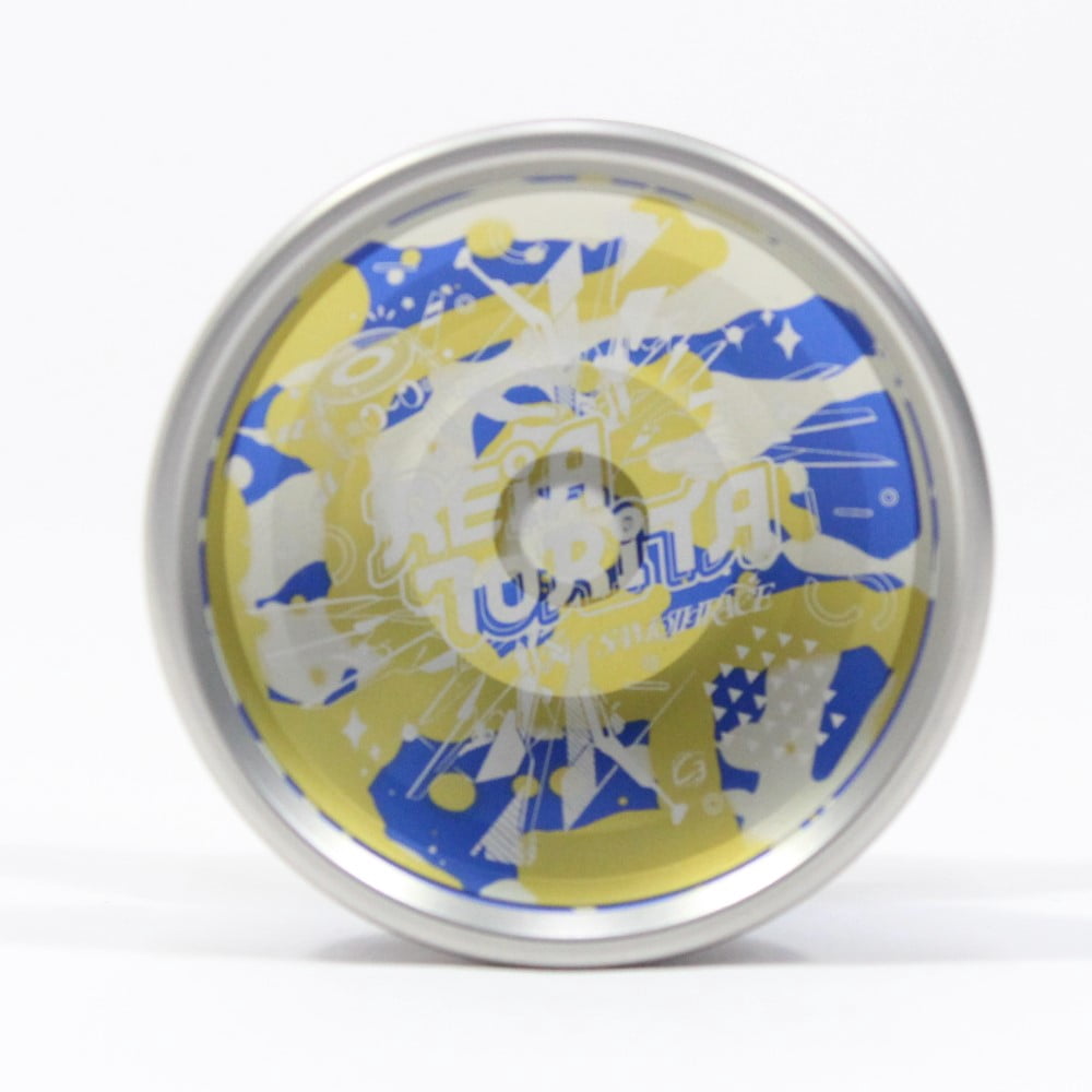 C3yoyodesign Samothrace Yo-Yo - 7075 Aluminum Bi-Metal - Hobbit Xiao Wen Wang Signature YoYo (SIlver Blue Yellow Splash Reia Torita Special Edition)