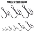 thumbnail image 4 of 50PCS/Set Black Nickel Lure Sharpened High Carbon Steel Treble Jig Fishhooks Fishing Tackle 6, 4 of 8