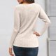 thumbnail image 1 of MHFRRA Camiseta Holgada de Manga Larga con Aberturas para Mujer, Informal, de Otoño, con Cuello Acanalado Beige, 1 of 5