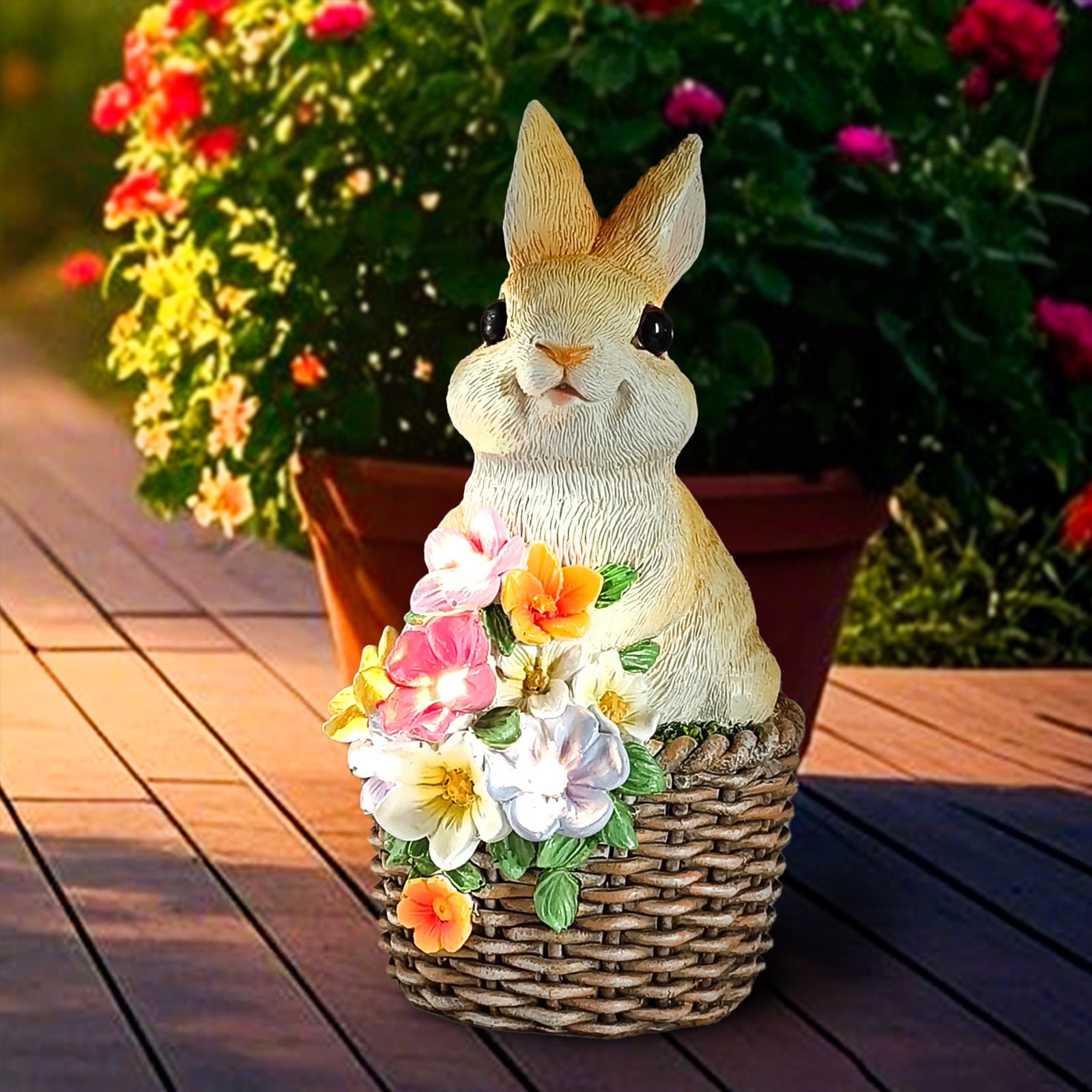 Tupukom Save on Garden Statues Rabbit with Solar Lights- Bunny Figurine Outdoor for Home Lawn,Balcony-Yard Art Garden&Patio Whimsical Decor,Unique Housewarming&Birthday Gifts for Women Mom