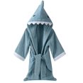 thumbnail image 3 of Albornoz con capucha para niños pequeños, baño con capucha, toalla con capucha bonita, talla única, tiburón azul Afortunado Sencillez, 3 of 5