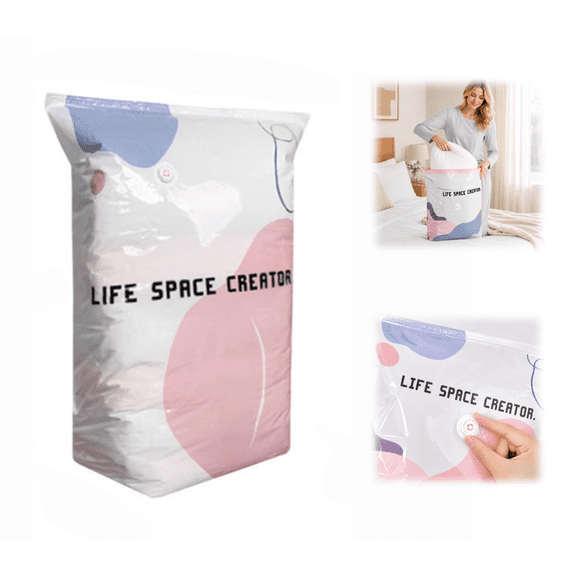 No-Pump Vacuum Storage Bags, Large Vacuum Storage Compression Bags for Bedding and Clothes, Reusable Space Saver Bags with Seal Closure (Big)