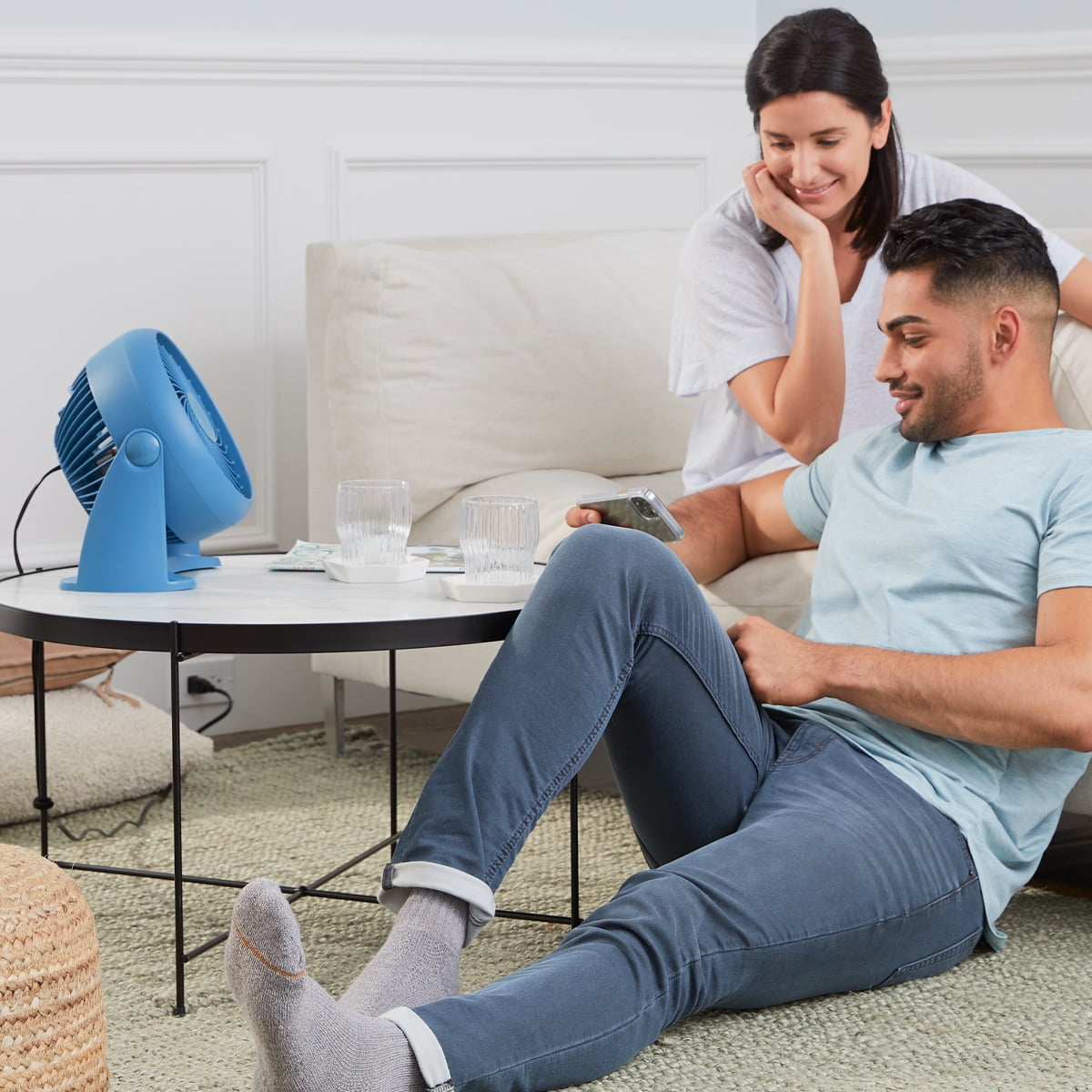 Honeywell Air Circulator Electric Whole Room Table Fan, Steel Blue, 3 Speeds