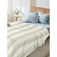 thumbnail image 4 of Sage Green Striped California King Size Flat Sheet, Wrinkleproof & Fadeproof Cooling Flat Bed Sheet Only, Modern Farmhouse Green Stripes Breathable Soft Bedding Top Sheets 108 x 98 Inches, 4 of 8