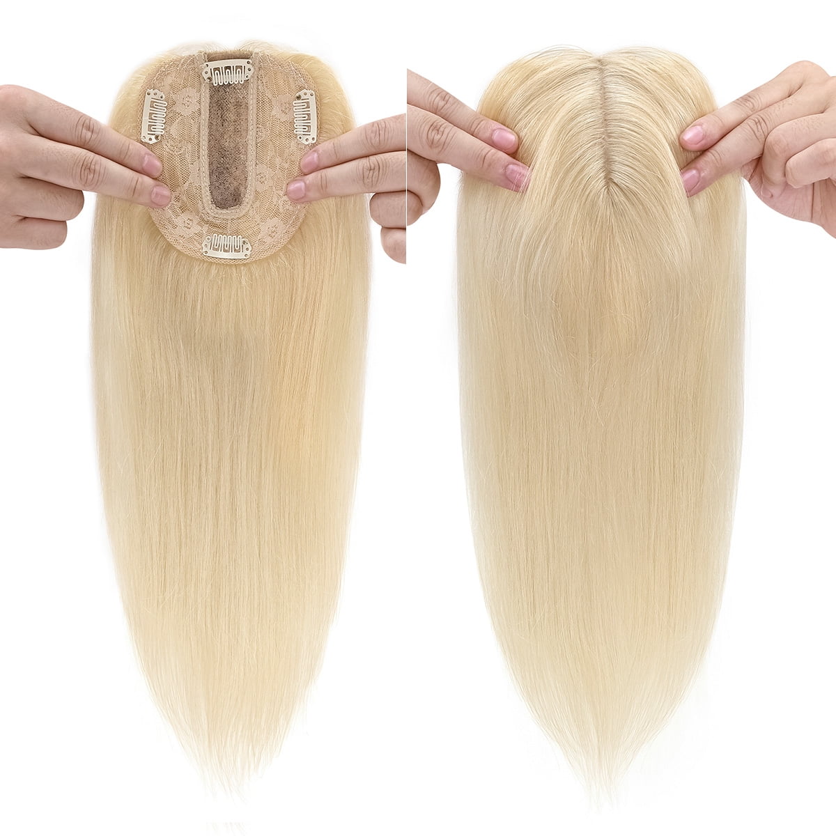 SEGO Clip in Hair Extensions Human Hair Toppers 100% Real Human Hair Topper for Thinning/Loss Hair Natural Black Hair Pieces