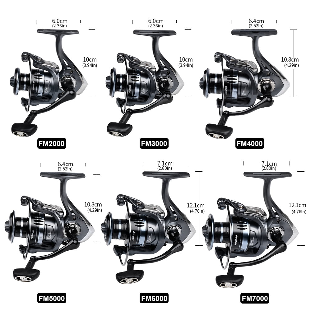 PROBEROS 1000~7000 Series Spinning Reel, 5.2:1 Gear Ratio, 22LB Max Drag, Aluminum Alloy Metal Spool, Spinning Fishing Reel