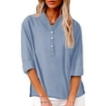 thumbnail image 4 of Dyfzdhu Long Sleeve T-shirt For Women Solid Color Stand Up Collar Cotton Long Sleeved Shirt Blouse Casual Top, 4 of 7