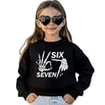 thumbnail image 2 of Six Seven Skeleton Hand Unisex Sweatshirt for Adults & Kids Funny Gen Z 6 7 Halloween Meme Top Black Sweatshirt 5-6, 2 of 6