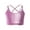 Pink, variant on Hansber Kids Girls Shiny Metallic Camisole Crisscross Strappy Back Crop Tops Modern Dance Vest Silver 8