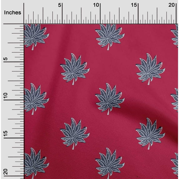 oneOone Cotton Poplin Fabric Leaves Block Printed Fabric 1 Yard 42 Inch Wide