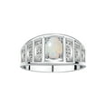 thumbnail image 1 of RYLOS Rings for Women Sterling Silver Ring Classic Style 7X5MM Oval Gemstone &  Diamond Ring Exotic Opal African Jewelry Size 5, 1 of 7