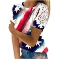 thumbnail image 1 of Camisas de Manga Corta para las Mujeres Impresión Cuello Redondo Suéter Encaje Camisa, Blusa de Verano Casual para las Mujeres, 1 of 5