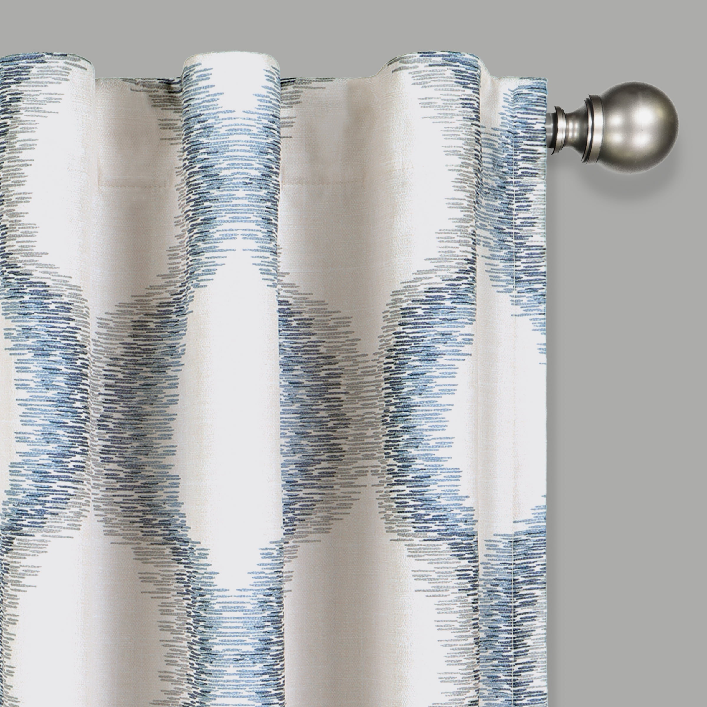 Eclipse Draftstopper Blue Geo Print Room Darkening Rod Pocket + Back Tab Single Curtain Panel, 40" x 108"