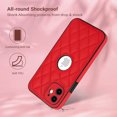 thumbnail image 4 of Compatible WIth iPhone 12 Phone Case with Logo Window,Trendy Diamond-checkered Pattern PU Leather Soft TPU Ultra Slim Anti-fall Shockproof Protective Back Cover Phone Case,Red, 4 of 7