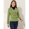 thumbnail image 3 of INSPIRE CHIC Manteau Caban Classique à Revers Cranté à Double Boutonnage pour Femme Vert Caban L, 3 of 6