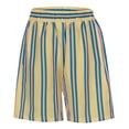 thumbnail image 4 of felwors Women Striped Boxer Shorts Elastic High Rise Pajama Bottoms Casual Lounge Shorts with Pockets Sleepwear Yellow, L, 4 of 4