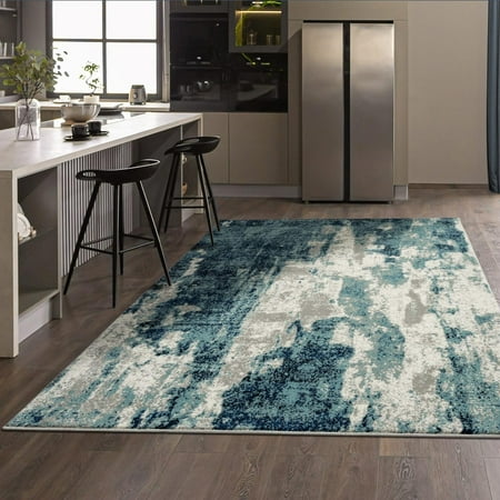 Luxe Weavers Victoria Collection 9084 Light Blue 6x9 Abstract Area Rug