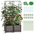 thumbnail image 1 of Slsy Cajón de Huerto Elevado con Ruedas, Jardinera con Enrejado para Plantas Trepadoras, Tomates y Verduras, Uso Interior y Exterior, 1 of 9