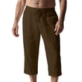 thumbnail image 3 of Horkkom Linen Shorts for Men Summer Solid Color Beach Shorts Vacation Loose Casual Shorts with Pockets, S-3XL, 3 of 7