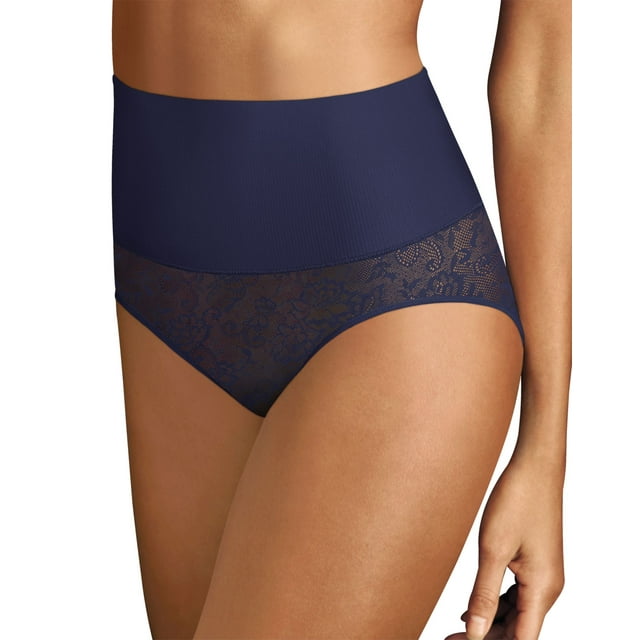 Maidenform Womens Tame Your Tummy Brief, XL, Navy Lace