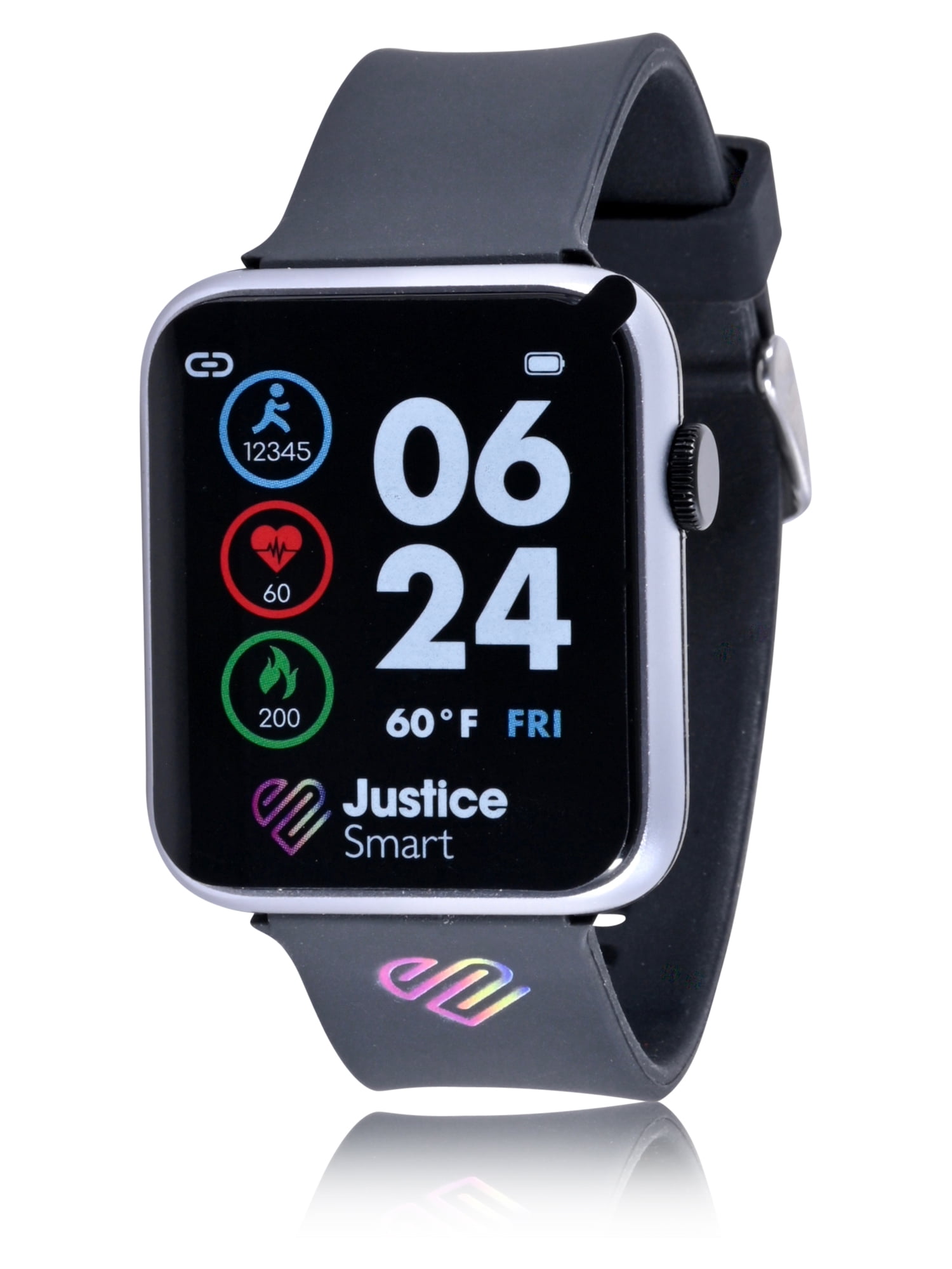 Justice Unisex Tween Smartwatch with Perforated Band in Black ...