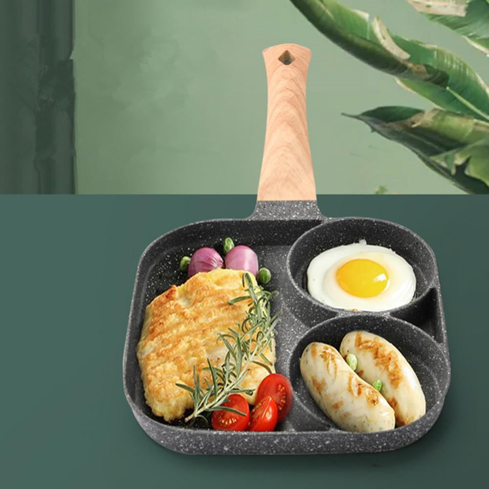 Medical Stone Breakfast Pan,Nonstick 4 Section Frying Pan and Egg Frying Pan 4-Cup, Divided Frying Grill Pan for Egg, Bacon and Burgers, Suitable for