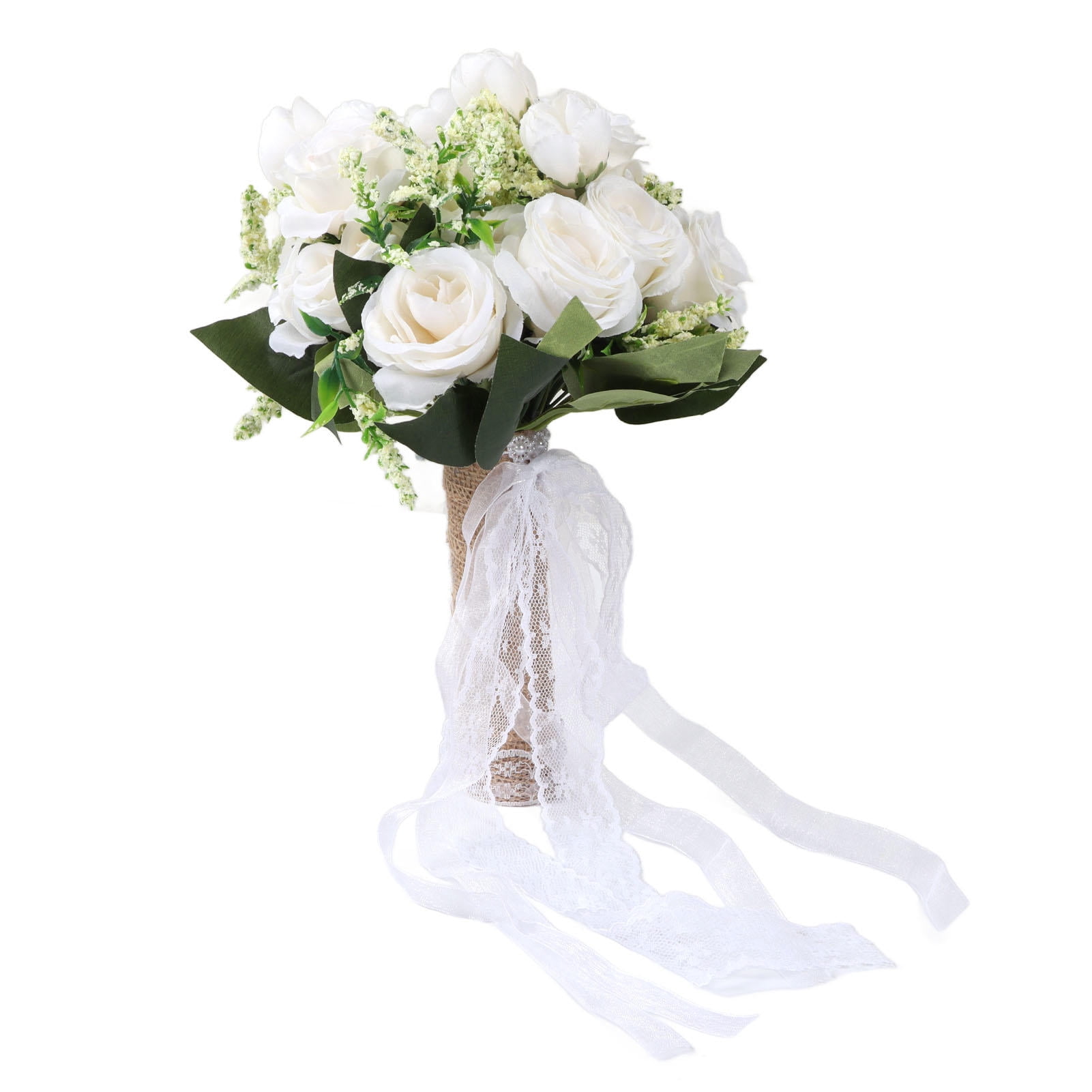 YAHHU Modern Elegant Milky White Handheld Flower Bouquet – Lifelike Artificial Bridal Decor for Weddings, Photography & Gifts