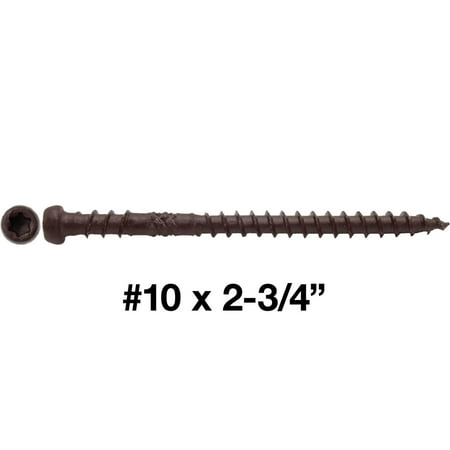 

#10 x 2-3/4 MADEIRA (Acacia Lava Rock) Composite Decking Exterior Coated Wood Screw Torx/Star Drive Head - Decking Exterior Coated Torx/Star Wood Screws (5 POUNDS -350 Approx. Approx. Screw Count)