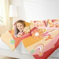 thumbnail image 4 of Feelyou Orange Groovy Flower Bedding Comforter Set, Cartoon Rustic Daisy Twin Comforter Sets, Kawaii Rainbow Print Reversible Bedding Set, Ultra Soft Bedroom Decor, 2 Pieces, 4 of 8