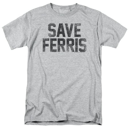Trevco Ferris Bueller-Save Ferris Short Sleeve Adult 18-1 Tee, Athletic Heather -