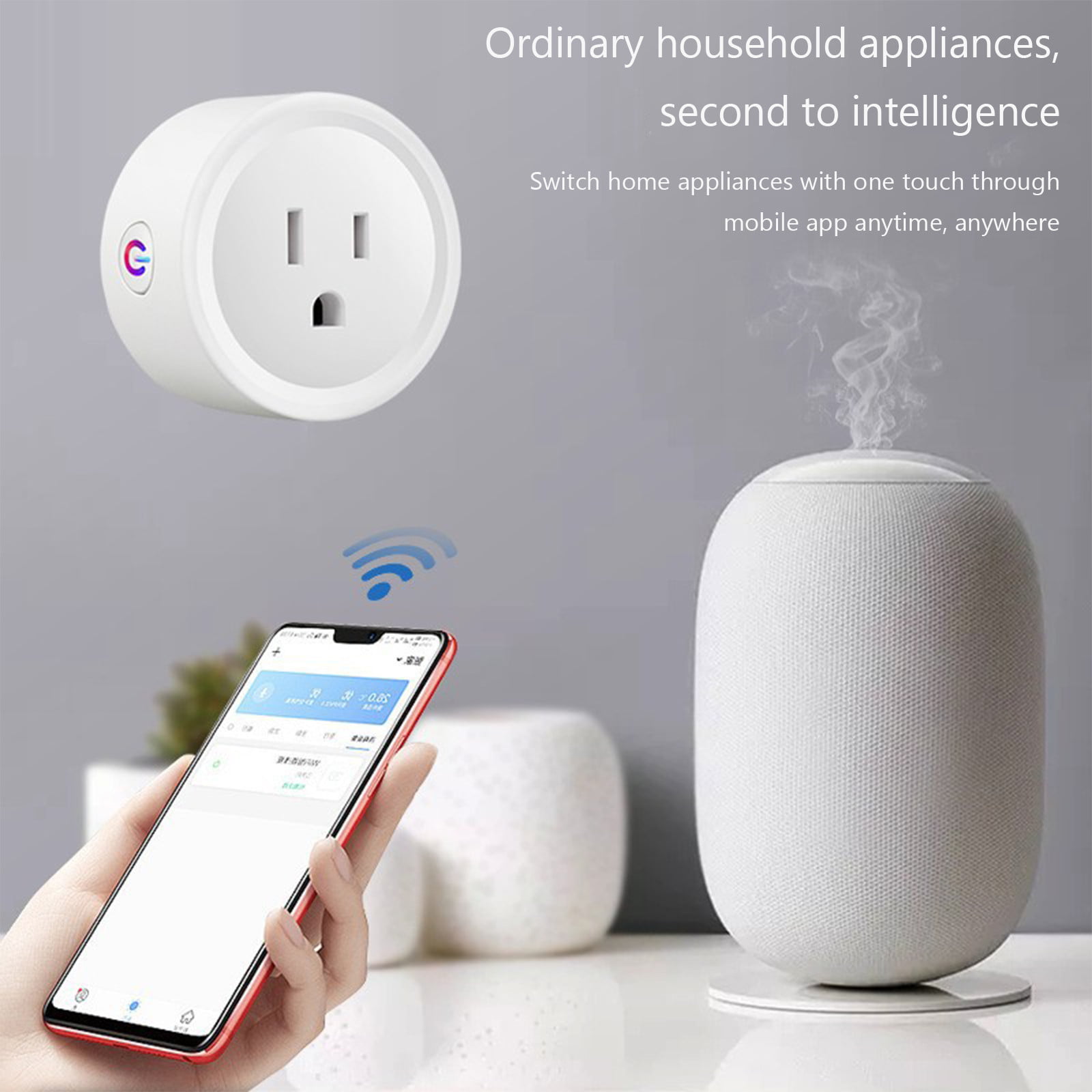 Useelink Smart Plug 10A, WiFi Smart Plug Socket, Remote Control with Timer  Function, Compatible with Alexa and Google Home, No Hub Required, Only