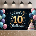 thumbnail image 5 of Colorful Balloons Birthday Banner Decorative Stars Cake Design Party Backdrop Happy 10th Birthday for Kids Celebration Indoor Decoration Photo Shoot, 5 of 7