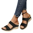thumbnail image 3 of Sopiago Girls Sandals Open Toe Buckle Ankle Strap with Flatform Wedge Sandals For Women Comfortable Beach Black,8.5, 3 of 5