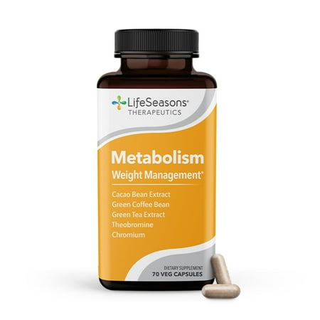 Life Seasons - Metabolism - Weight Control Support & Energy Boosting Supplement - Natural Appetite Suppressant - Curbs Cravings - Green Tea, Coffee Bean, Chromium, Cacao & Theobromine - 70 Capsules