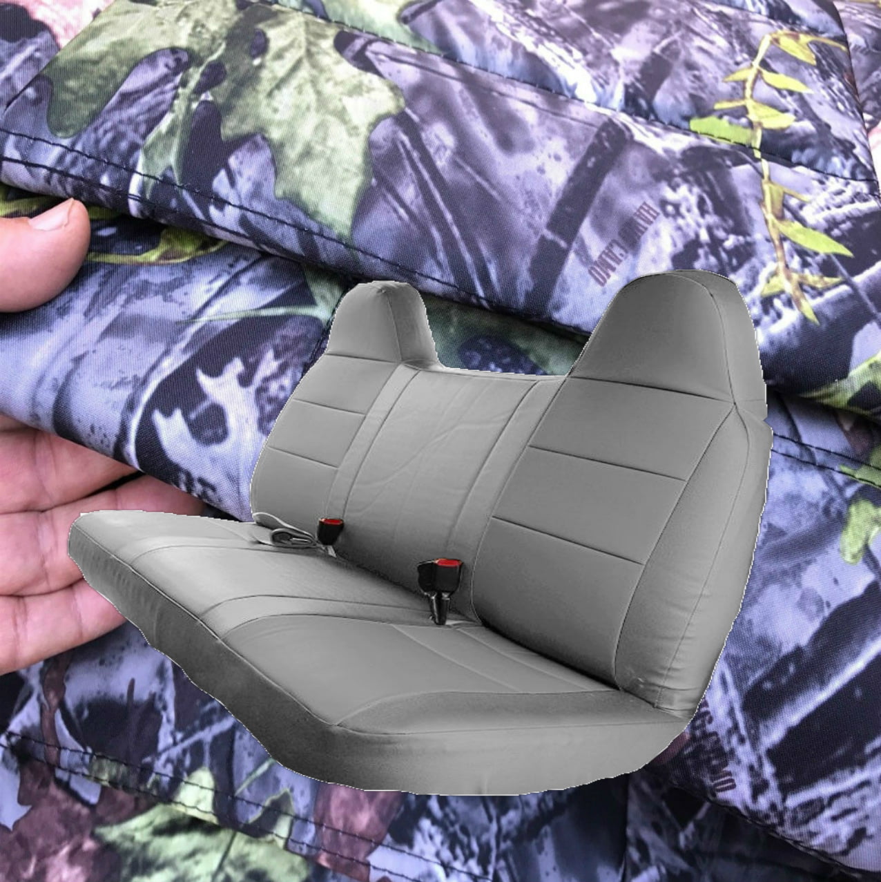 Camouflage, Camo F550 RealSeatCovers for Pickup Front Solid Bench Thick F23 RealSeatCoverss High Back Belt Cutout Custom Made Seat Cover for 1992-2010 Ford F-Series F150